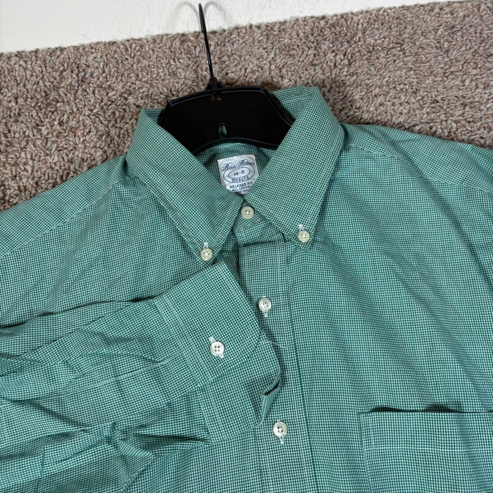 Brooks Brothers Makers Mens 16-2 Relaxed Fit Deadstock Check Button Down Shirt